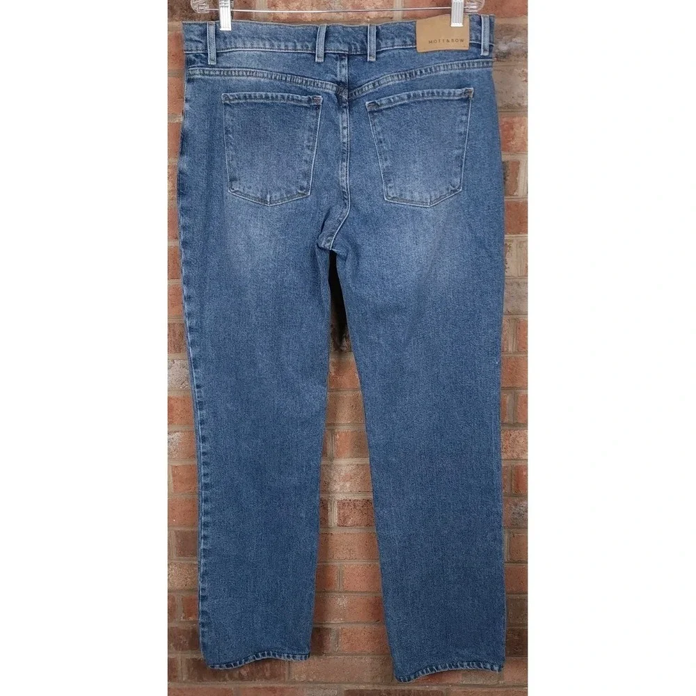 Mott & Bow Mens Med Wash Denim Jeans Straight Leg Mid Rise 5-Pocket 36x34